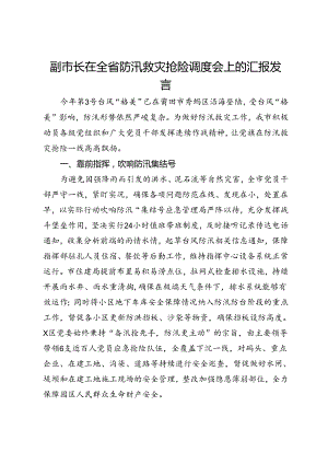 副市长在全省防汛救灾抢险调度会上的汇报发言.docx