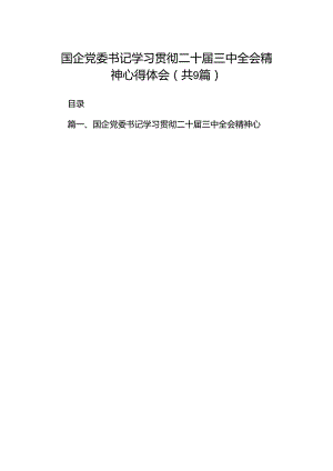 (9篇)国企党委书记学习贯彻二十届三中全会精神心得体会汇编.docx