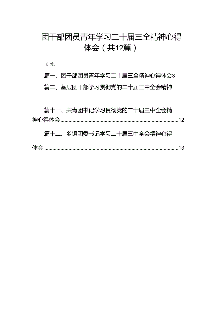 团干部团员青年学习二十届三全精神心得体会 （汇编12份）.docx_第1页