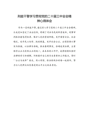 刑庭干警学习贯彻党的二十届三中全会精神心得体会.docx