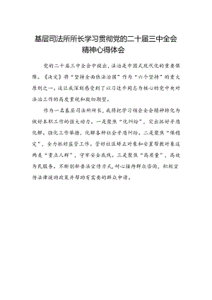 基层司法所所长学习贯彻党的二十届三中全会精神心得体会.docx