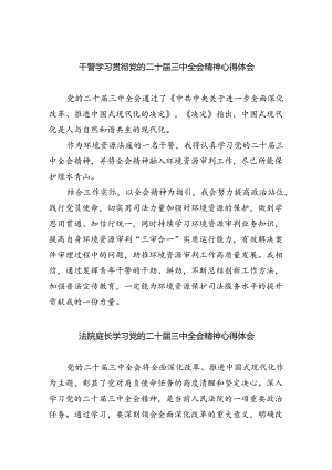 干警学习贯彻党的二十届三中全会精神心得体会（共8篇）.docx