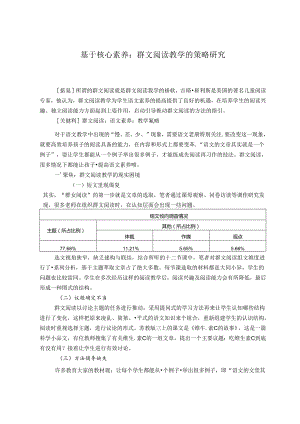 《基于核心素养：群文阅读教学的策略研究》 论文.docx