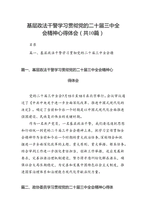 基层政法干警学习贯彻党的二十届三中全会精神心得体会10篇（最新版）.docx