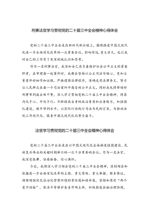 刑事法官学习贯彻党的二十届三中全会精神心得体会(8篇集合).docx