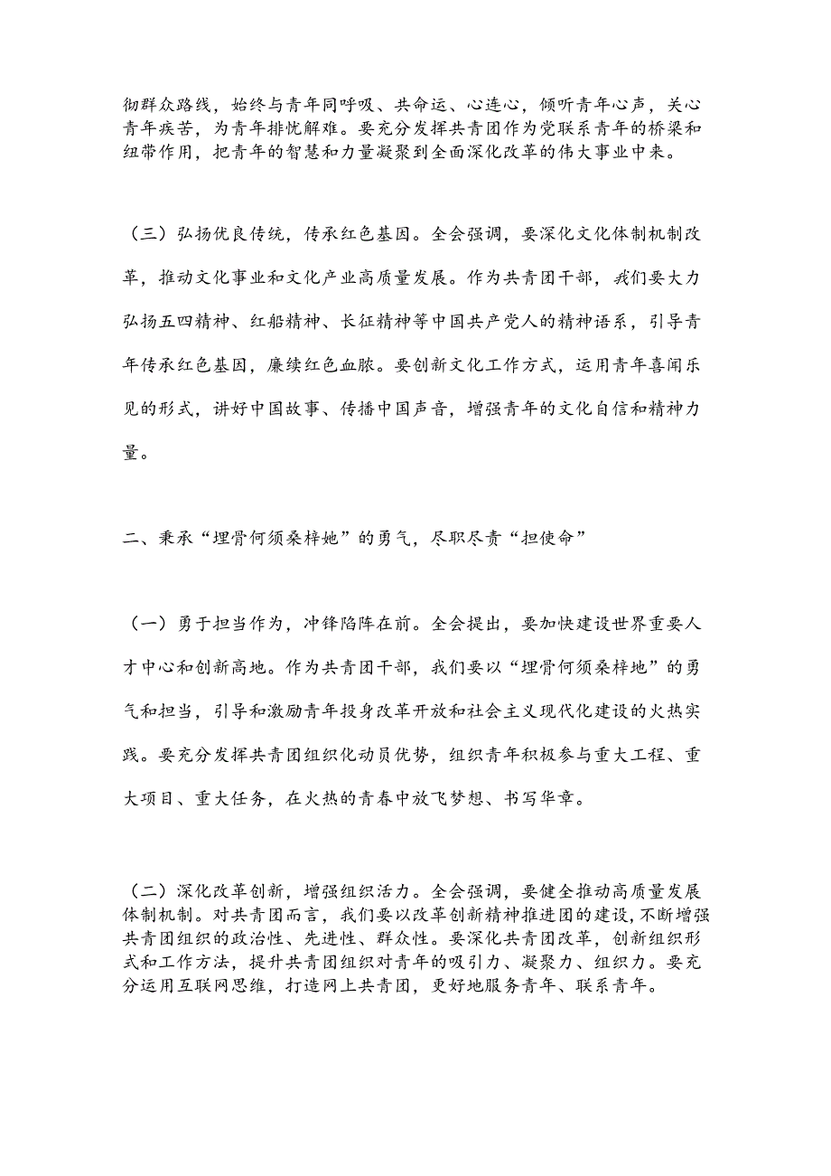 共青团干部学习贯彻二十届三中全会精神发言材料.docx_第2页