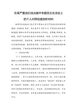 在某严重违纪违法案件专题民主生活会上的个人对照检查剖析材料.docx