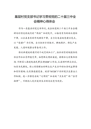 基层村党支部书记学习贯彻党的二十届三中全会精神心得体会范本.docx