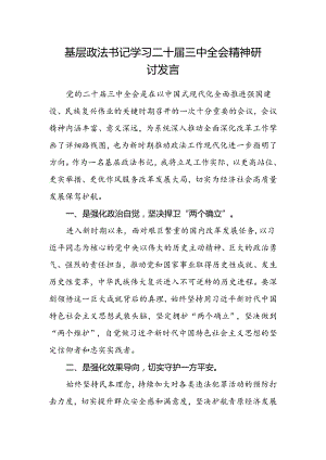 基层政法书记学习二十届三中全会精神研讨发言.docx