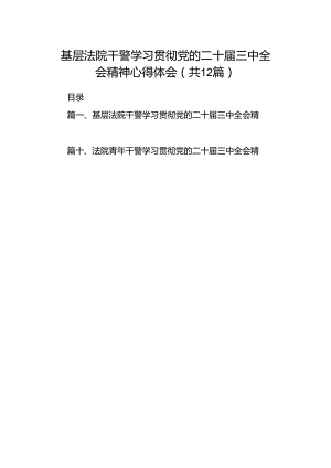 基层法院干警学习贯彻党的二十届三中全会精神心得体会12篇（详细版）.docx