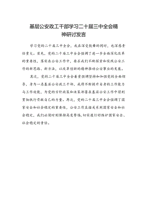 基层公安政工干部学习二十届三中全会精神研讨发言.docx