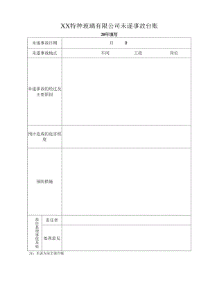 XX特种玻璃有限公司未遂事故台账（2024年）.docx