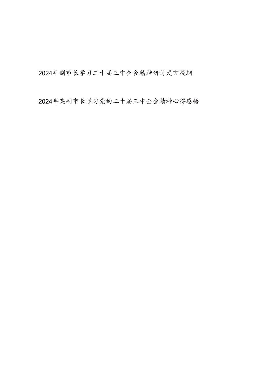 副市长学习二十届三中全会精神研讨发言提纲心得体会感悟2篇.docx_第1页