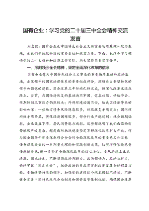 国有企业：学习党的二十届三中全会精神交流发言.docx