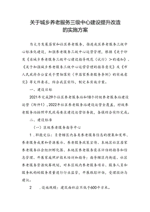 关于城乡养老服务三级中心建设提升改造的实施方案.docx