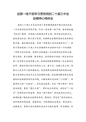 巡察一线干部学习贯彻党的二十届三中全会精神心得体会.docx