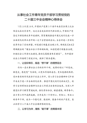 从事社会工作青年党员干部学习贯彻党的二十届三中全会精神心得体会.docx