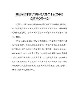 基层司法干警学习贯彻党的二十届三中全会精神心得体会.docx