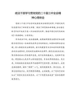 政法干部学习贯彻党的二十届三中全会精神心得体会精选.docx