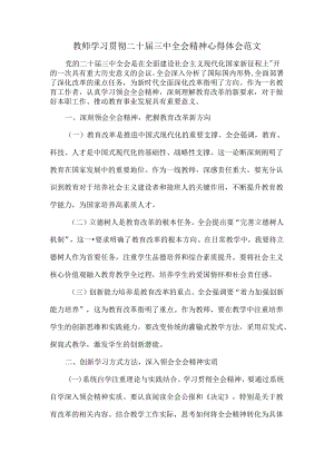 教师学习贯彻二十届三中全会精神心得体会范文.docx