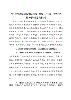 文化旅游局局长深入学习贯彻二十届三中全会精神研讨发言材料.docx