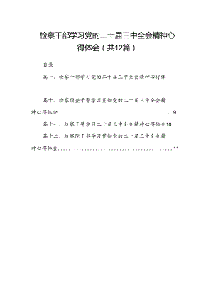 检察干部学习党的二十届三中全会精神心得体会（共12篇）.docx