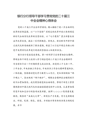 银行分行领导干部学习贯彻党的二十届三中全会精神心得体会.docx