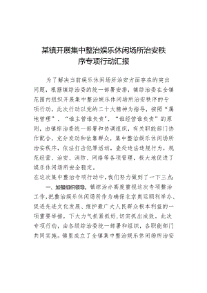 某镇开展集中整治娱乐休闲场所治安秩序专项行动汇报.docx