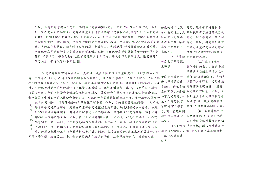 支部班子党纪学习教育专题组织生活会存在问题检视剖析整改清单台账（对照学纪方面、对照知纪方面、对照明纪方面、对照守纪方面）.docx_第3页
