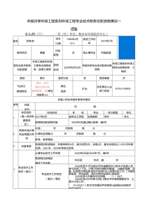 申报评审XX系列XX专业技术职务任职资格情况一览表（模板）.docx