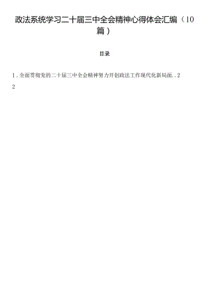 政法系统学习二十届三中全会精神心得体会汇编（10篇）.docx