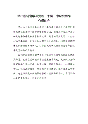 派出所辅警学习党的二十届三中全会精神心得体会.docx