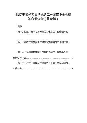 法院干警学习贯彻党的二十届三中全会精神心得体会（共12篇）汇编.docx