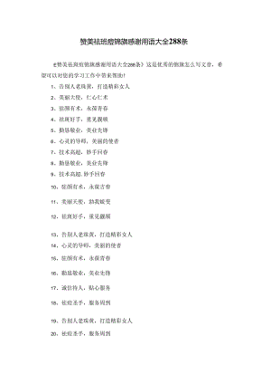 赞美祛斑痘锦旗感谢用语大全288条.docx