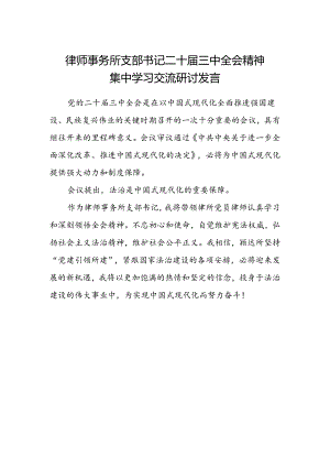 律师事务所支部书记二十届三中全会精神集中学习交流研讨发言.docx