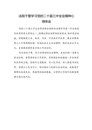 法院干警学习党的二十届三中全会精神心得体会范文.docx