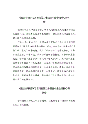 村党委书记学习贯彻党的二十届三中全会精神心得体会（共8篇）.docx