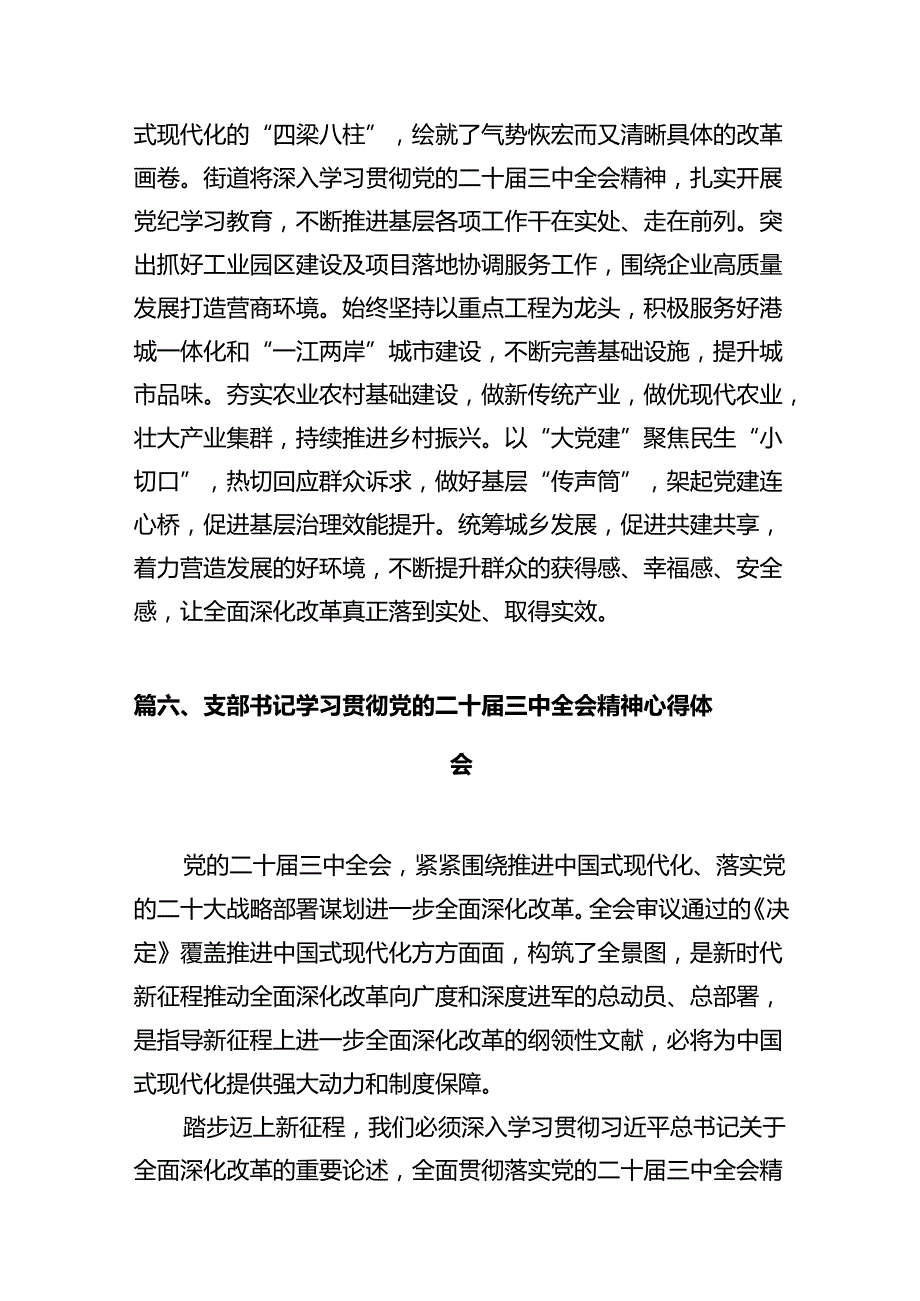 支部书记学习贯彻党的二十届三中全会精神心得体会十篇（精选）.docx_第3页