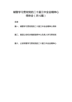 辅警学习贯彻党的二十届三中全会精神心得体会12篇（精选）.docx