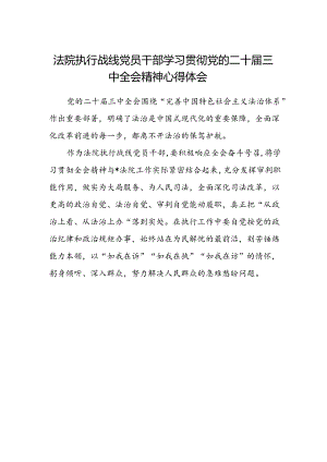 法院执行战线党员干部学习贯彻党的二十届三中全会精神心得体会.docx