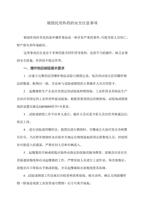 销毁民用炸药的安全注意事项（2024年）.docx