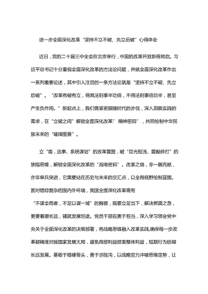 进一步全面深化改革“坚持不立不破、先立后破”心得体会.docx