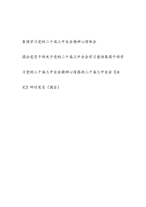 集团国企干部职工学习党的二十届三中全会精神心得体会研讨发言3篇.docx