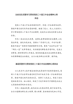 治安支队民警学习贯彻党的二十届三中全会精神心得体会（共五篇）.docx