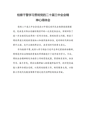 检察干警学习贯彻党的二十届三中全会精神心得体会精选 .docx