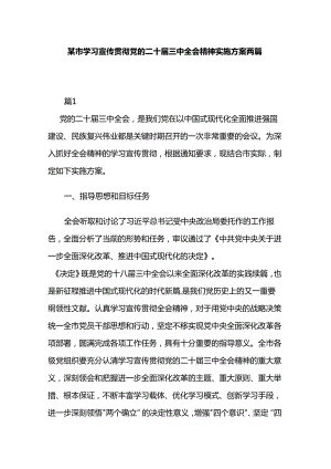 某市学习宣传贯彻党的二十届三中全会精神实施方案两篇.docx