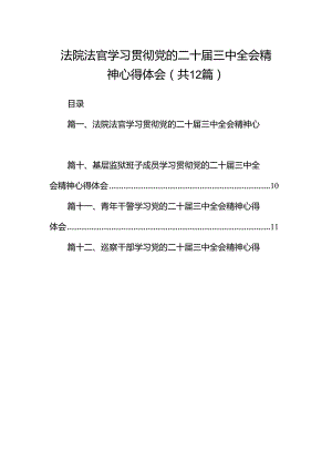 法院法官学习贯彻党的二十届三中全会精神心得体会12篇（精选）.docx