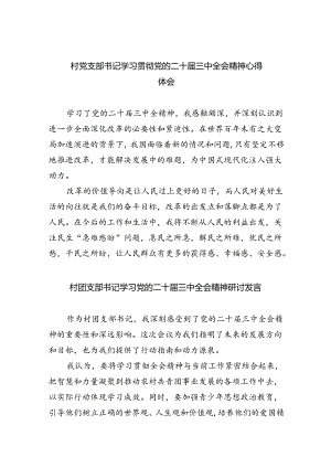 村党支部书记学习贯彻党的二十届三中全会精神心得体会（共五篇）.docx