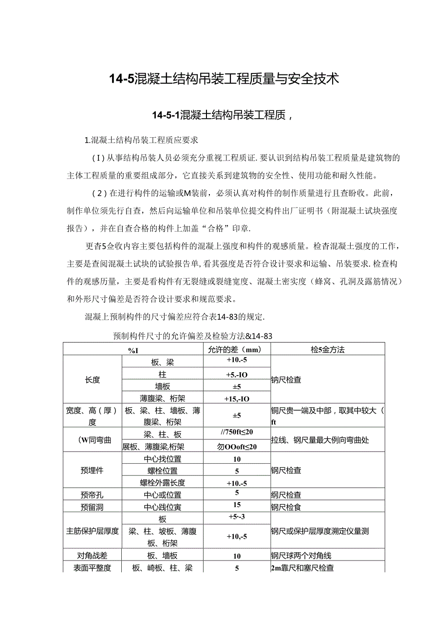 混凝土结构吊装工程质量与安全技术施工技术.docx_第1页