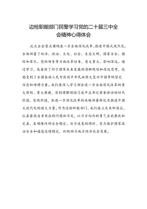 边检职能部门民警学习党的二十届三中全会精神心得体会.docx